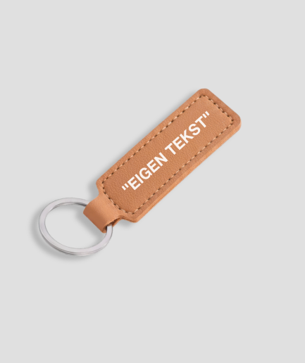 Porte-clés marron avec texte personnalisé.png