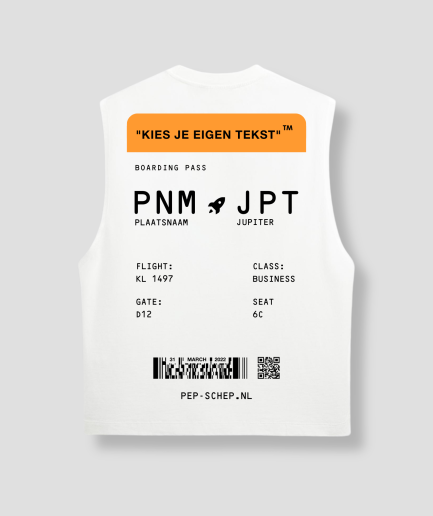 Carte d'embarquement orange sur chemise blanche.png