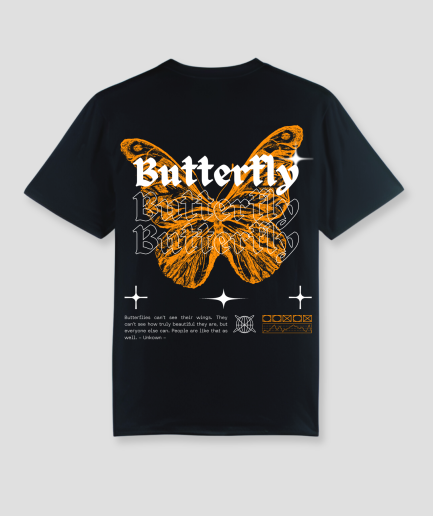 T-shirt orange à motif papillon pour la fête du Roi - T-shirt orange à motif papillon.png