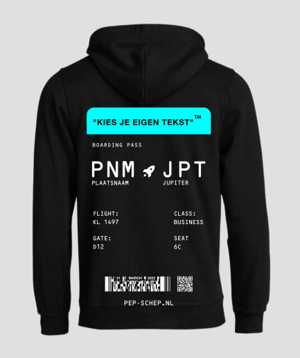 sweat à capuche Boarding Pass noir et bleu fluo - sweat à capuche de festival bleu fluo - sweat à capuche de festival Boarding Pass - sweat à capuche de festival.png