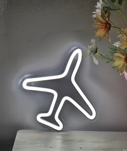 lampe néon en forme d'avion