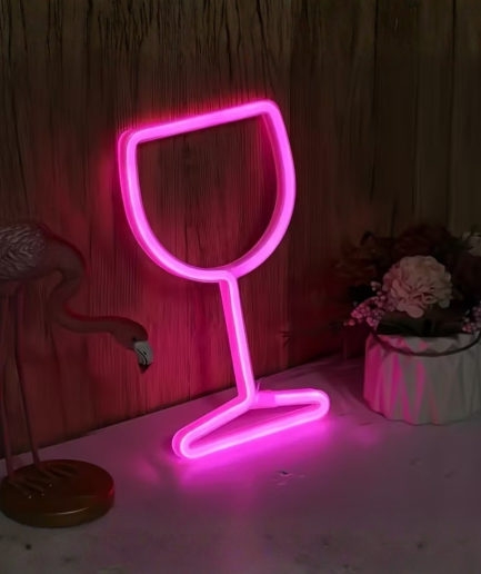 lampe néon rose en verre