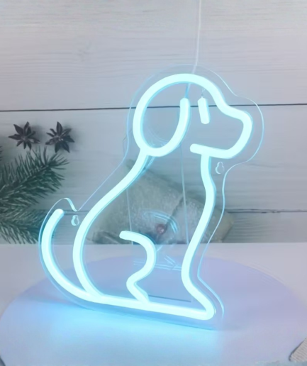 petit chien lampe néon