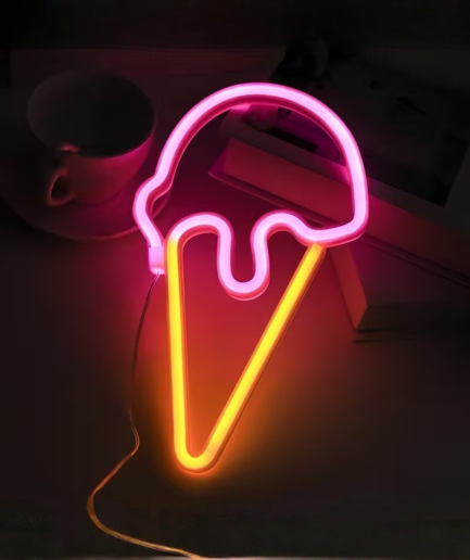 lampes néon en forme de glace