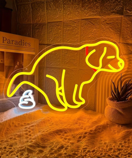 lampe néon en forme de chien