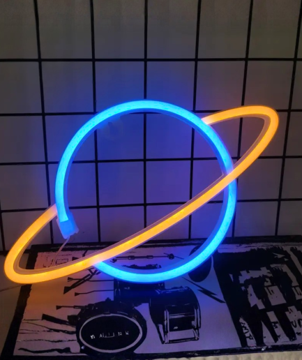 lampe LED néon en forme de planète