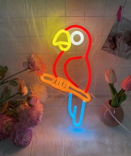 lampe néon en forme d'oiseau