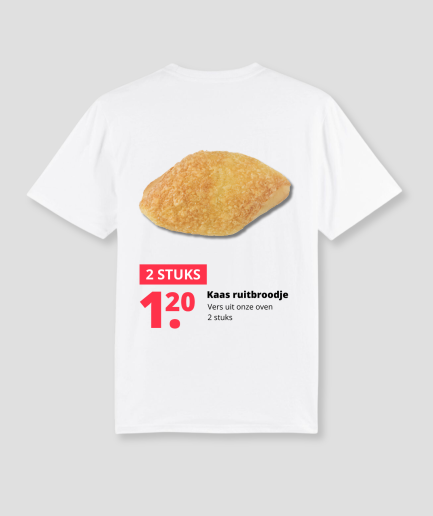 fromage, petit pain en forme de losange, t-shirt