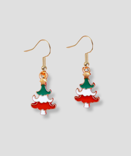 boucles d'oreilles en forme de sapin de Noël
