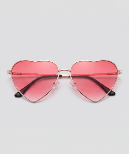 Shiny heart, bril met goud montuur en roze glazen