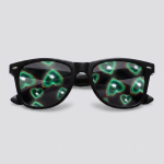 Spacebril dubbel hart, montuur zwart, glas hartjes effect