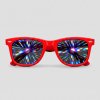 Spacebril firework, montuur rood, glas firework effect