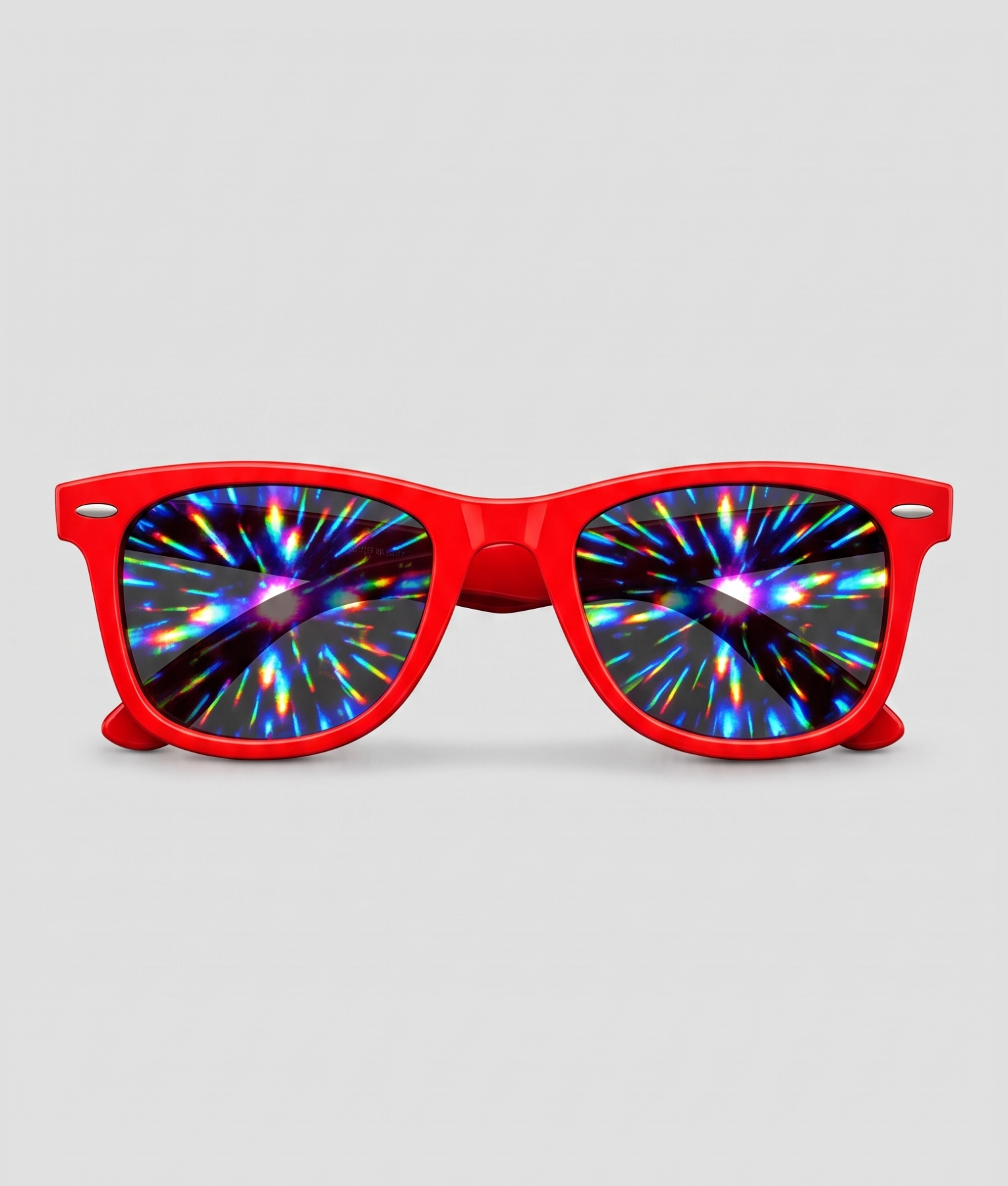 Spacebril firework, montuur rood, glas firework effect