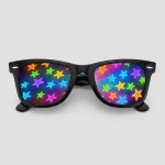 Spacebril sterren, montuur zwart, glas sterren effect
