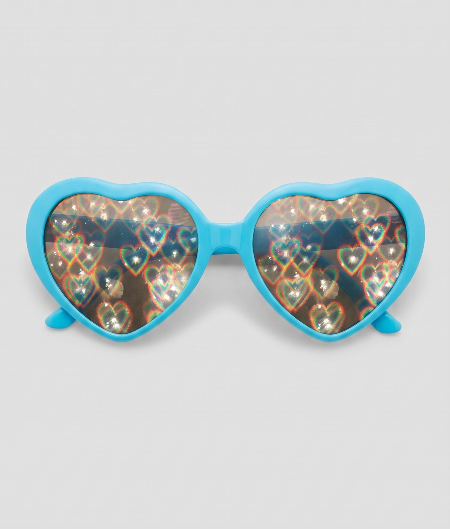 Spacy, montuur cyan, glas hartjes effect