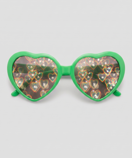 Spacy, montuur groen, glas hartjes effect