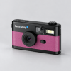 Roze FestiSnap retro camera schuin van voren